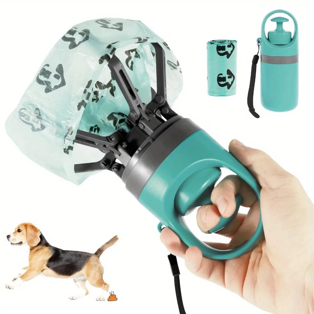 Kit Portátil Recoge Heces Con Pinza De 6 Garras Para Perros